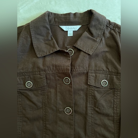 Relativity Lightweight Dark Brown Button Down Linen Blend Jacket, NWOT, Size L - Picture 13 of 15